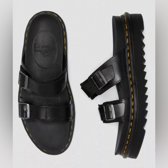 Doc Marten’s MYLES BRANDO black‎ LEATHER BUCKLE SLIDE SANDALS size 11 men new - Picture 8 of 14